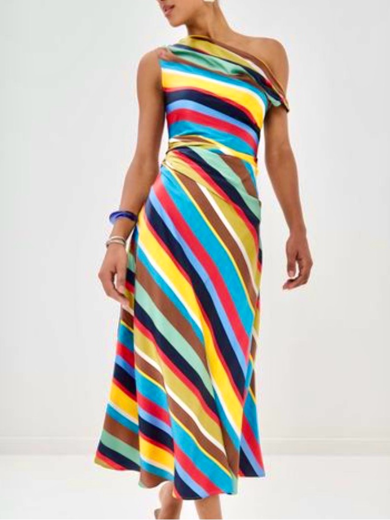 Hp Nwt Staud Phare Silk Maxi Dress Market Stripe Very Rare